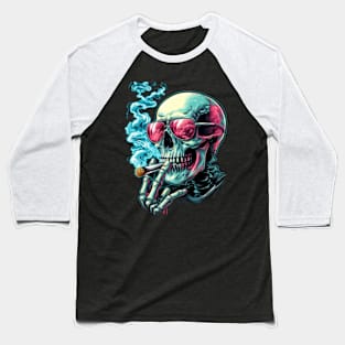 Smoking Skull T-Shirt - Unleash the Fiery Elegance Baseball T-Shirt